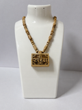 Shri Radha Naam Tulsi Bhaktmal Mala – Wooden Pendant Devotional Necklace