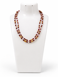 Red & White Beaded Tulsi Style Mala – Double Layer Devotional Necklace