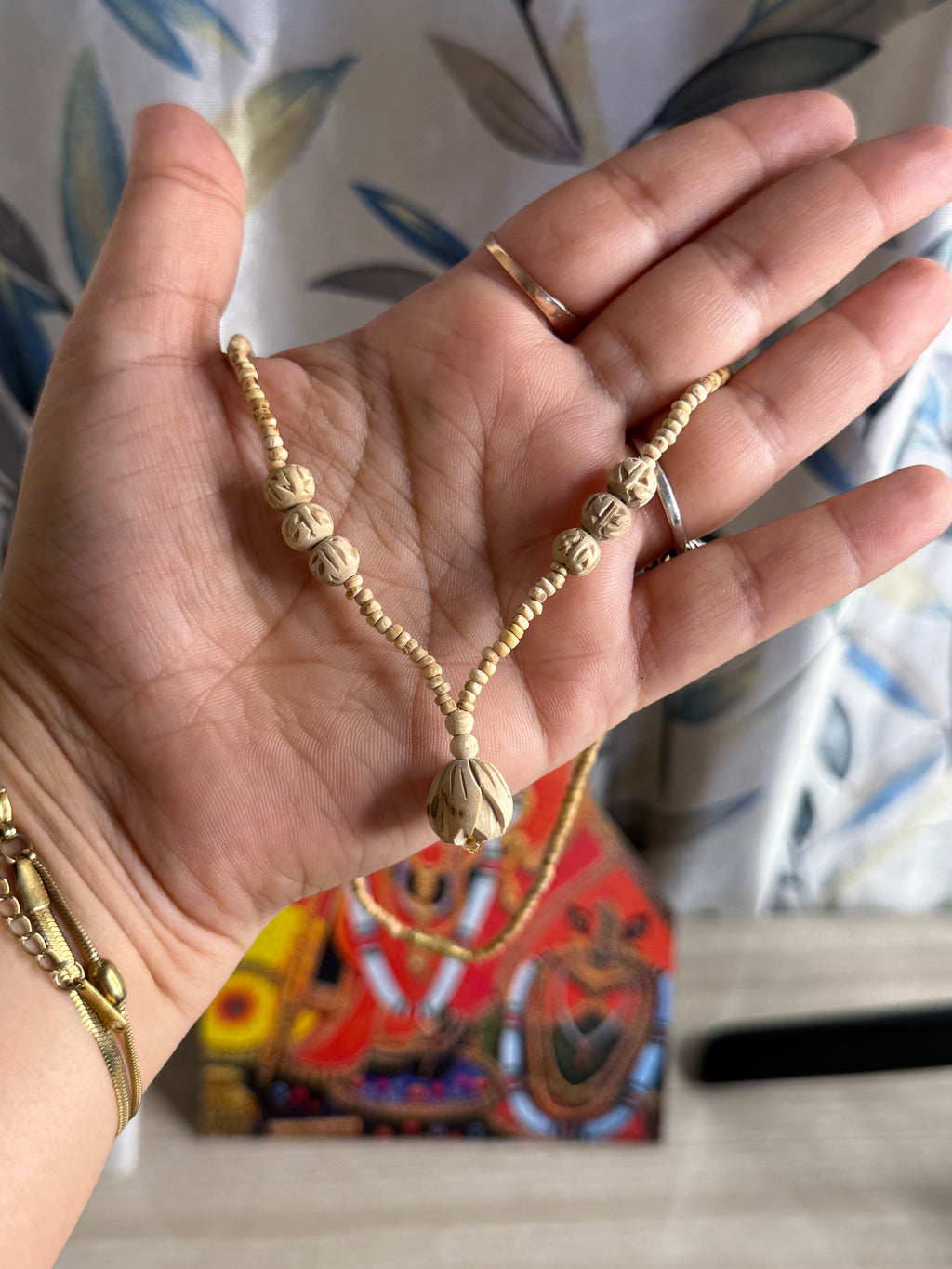 Handcrafted Wooden Lotus Pendant Necklace – Minimal Spiritual Jewelry