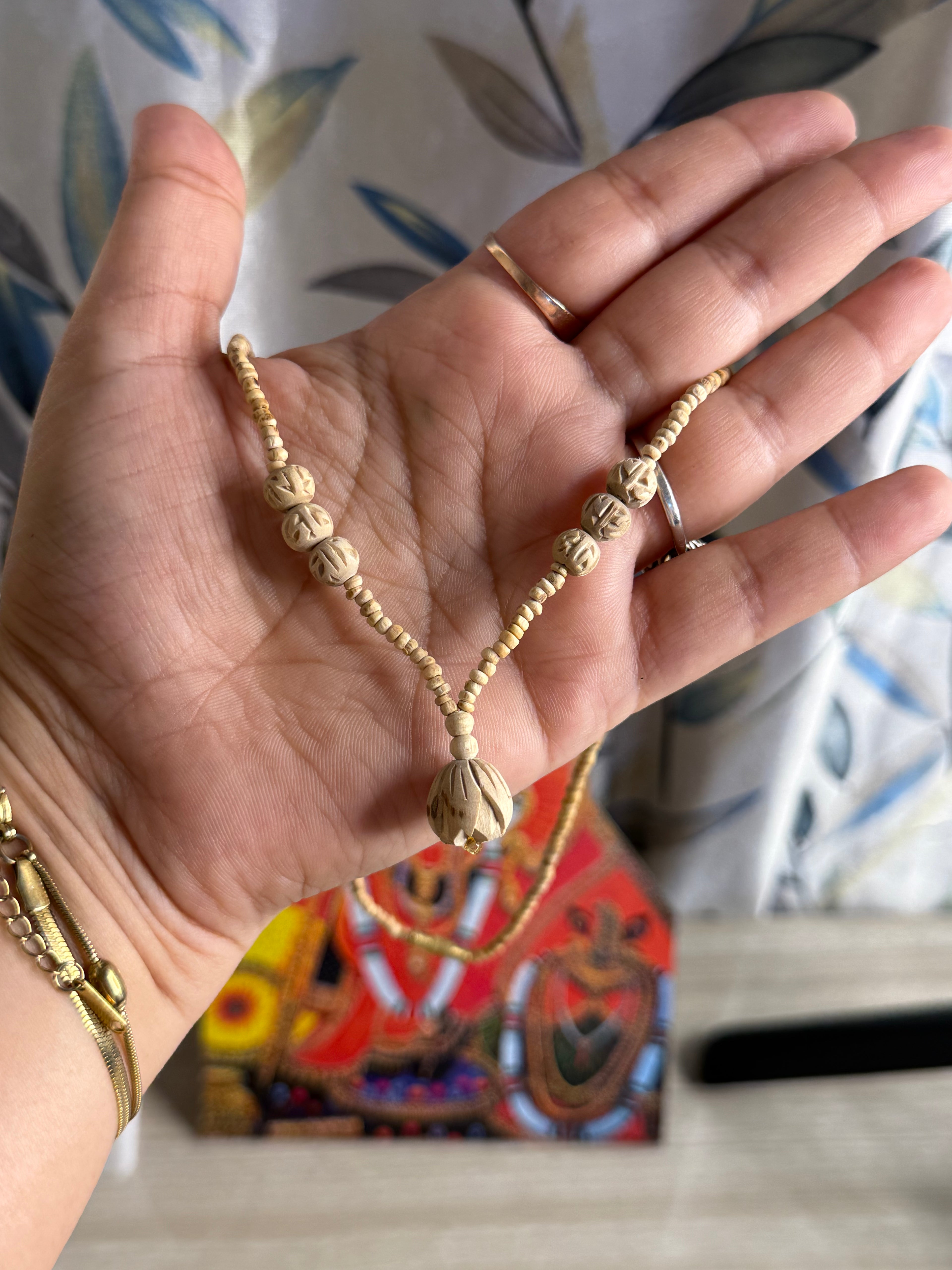 Handcrafted Wooden Lotus Pendant Necklace – Minimal Spiritual Jewelry