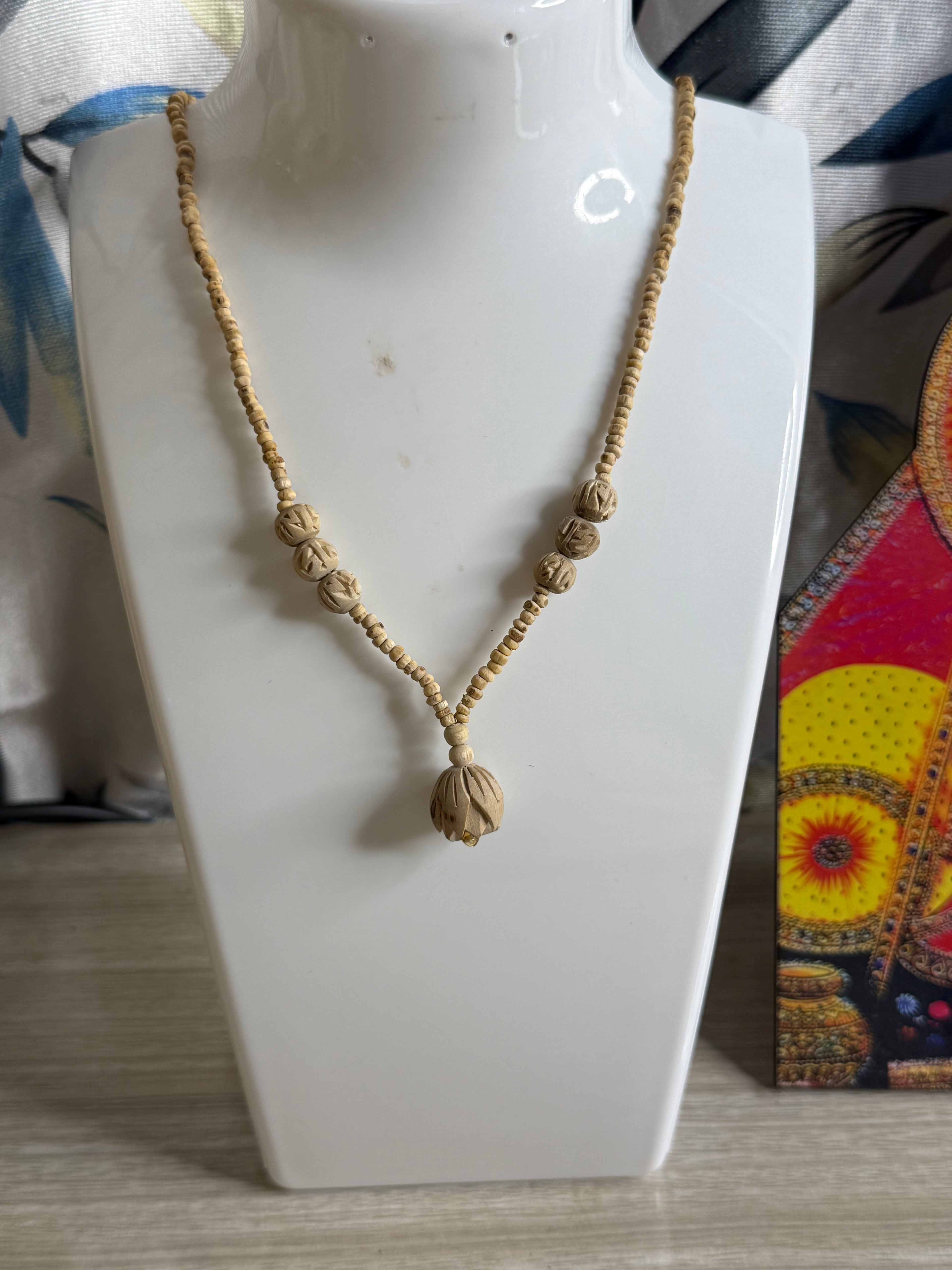 Handcrafted Wooden Lotus Pendant Necklace – Minimal Spiritual Jewelry